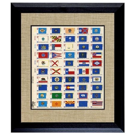 AMERICAN COIN TREASURES American Coin Treasures 14106 16 x 14 in. US State Flag Stamp Sheet Wood Frame 14106